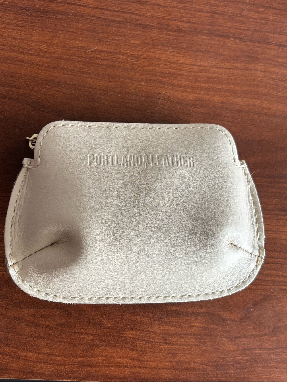new Portland leather goods pinch pouch raw edge zip Bone
